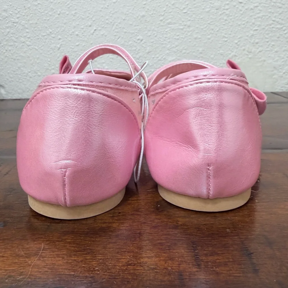 Sugar Flats Shoes Big Girl Size 4M – Pink with Sparkly Rhinestones & Bow